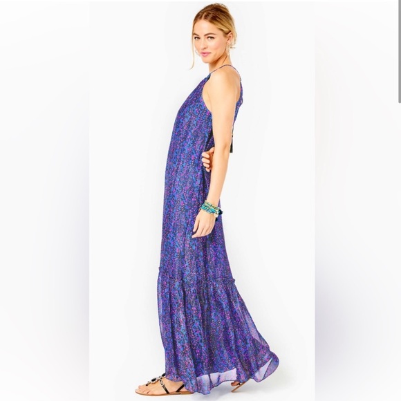 NWT Lilly Pulitzer Alessandra Halter Maxi Dress Growl And Prowl Size L - Picture 6 of 12